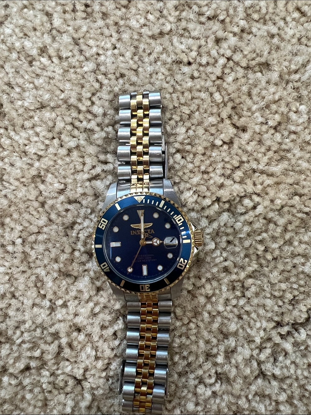 Invicta Two-Tone Gold and Silver Watch with Blue Dial